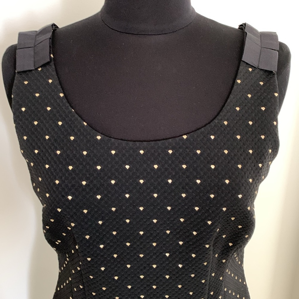 NWT Black & Gold Jacquard Dress with Ruffle Detail